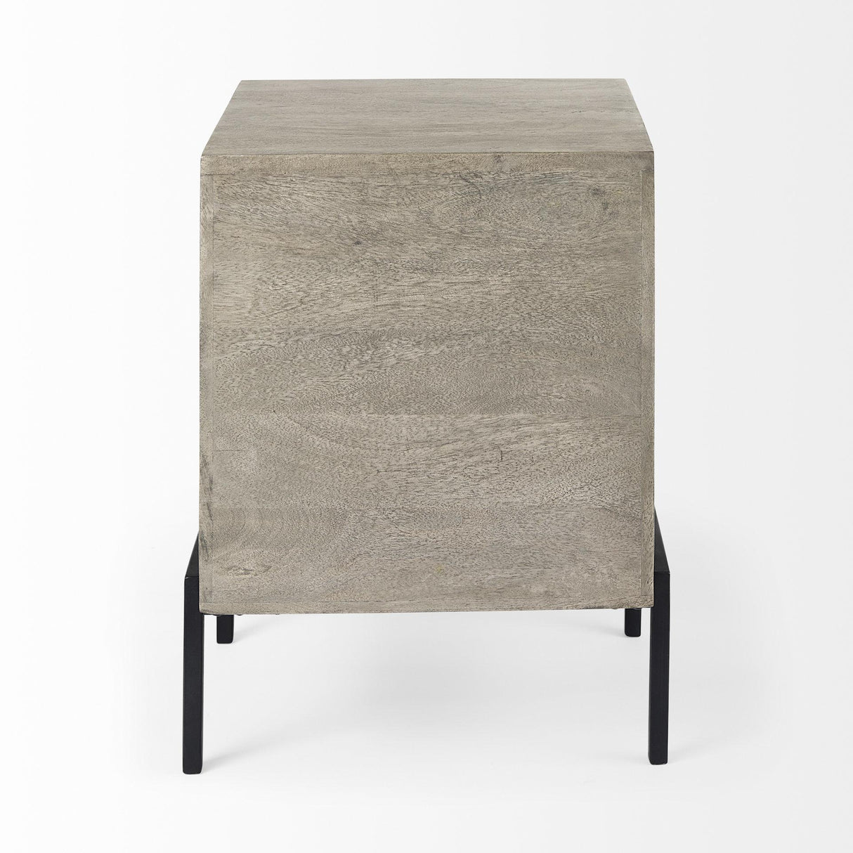 Mercana Arelius 20L x 18W x 26H Gray Wood W/ Black Metal Frame End/Side Table