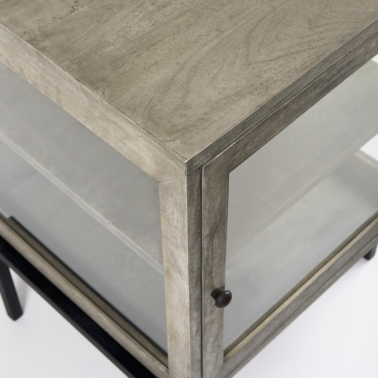 Mercana Arelius 20L x 18W x 26H Gray Wood W/ Black Metal Frame End/Side Table