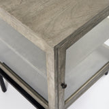 Mercana Arelius 20L x 18W x 26H Gray Wood W/ Black Metal Frame End/Side Table
