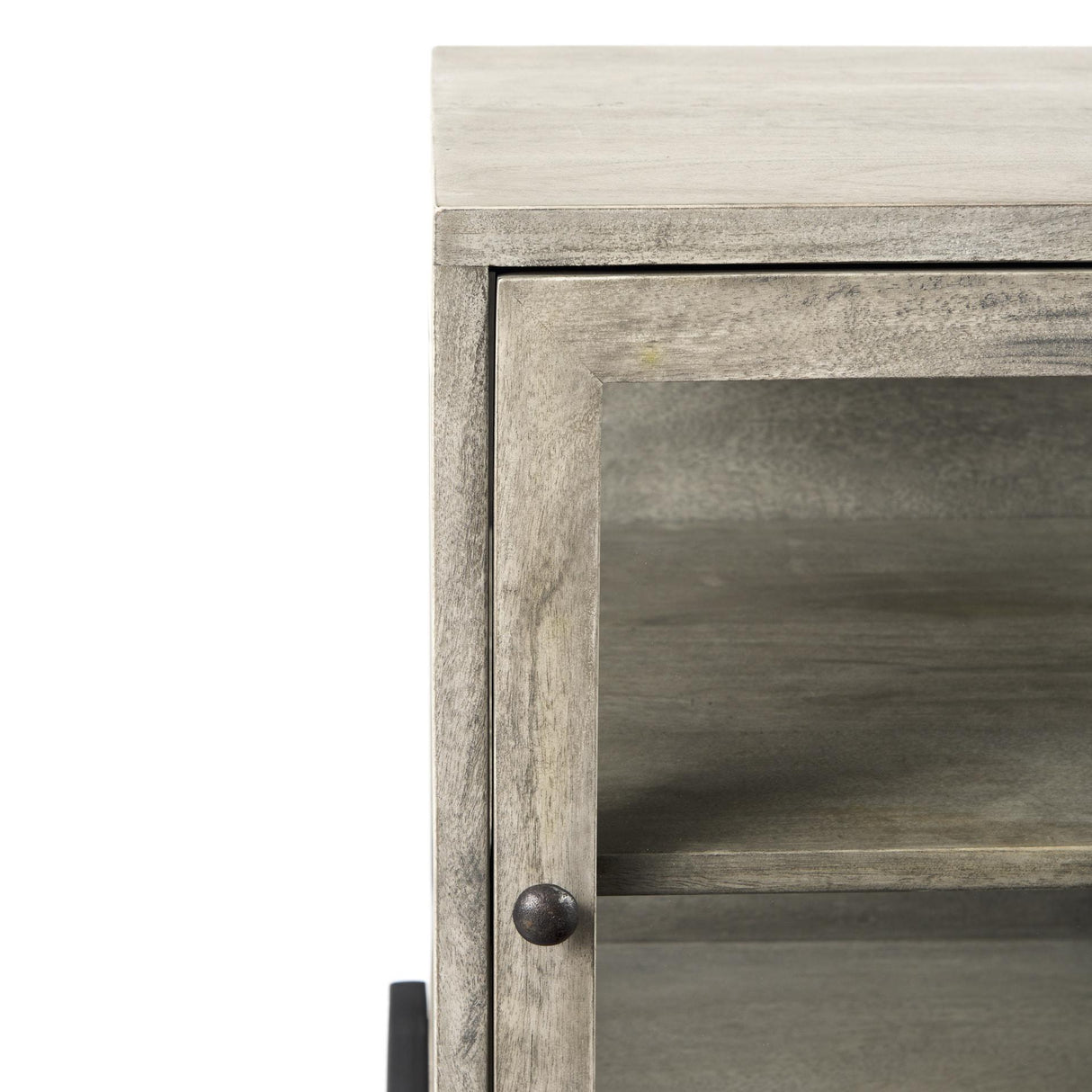 Mercana Arelius 20L x 18W x 26H Gray Wood W/ Black Metal Frame End/Side Table