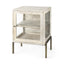 Mercana Arelius 20L x 18W x 26H White Wood W/ Gold Metal Frame End/Side Table