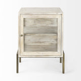 Mercana Arelius 20L x 18W x 26H White Wood W/ Gold Metal Frame End/Side Table