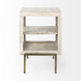 Mercana Arelius 20L x 18W x 26H White Wood W/ Gold Metal Frame End/Side Table