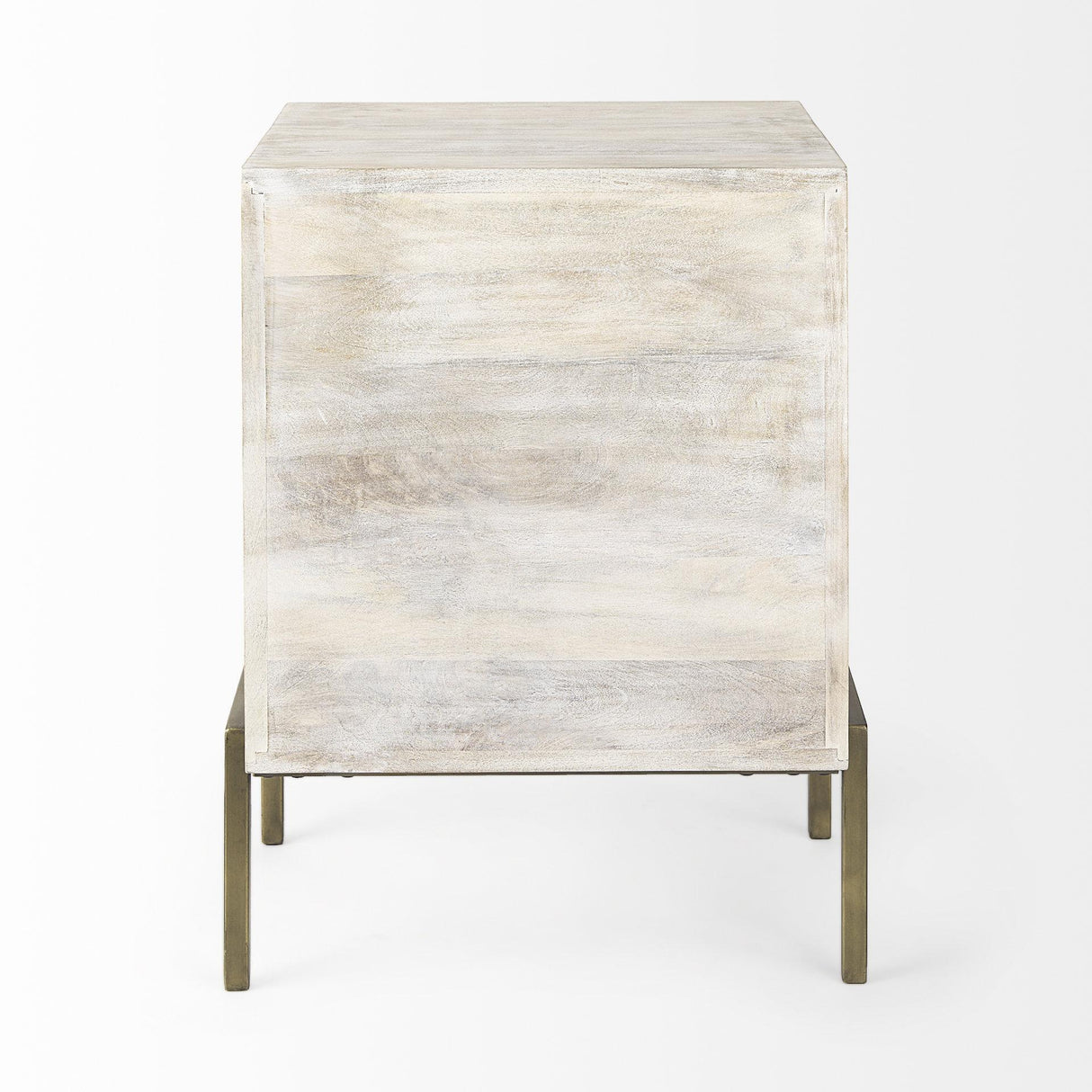 Mercana Arelius 20L x 18W x 26H White Wood W/ Gold Metal Frame End/Side Table