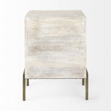 Mercana Arelius 20L x 18W x 26H White Wood W/ Gold Metal Frame End/Side Table