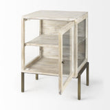 Mercana Arelius 20L x 18W x 26H White Wood W/ Gold Metal Frame End/Side Table