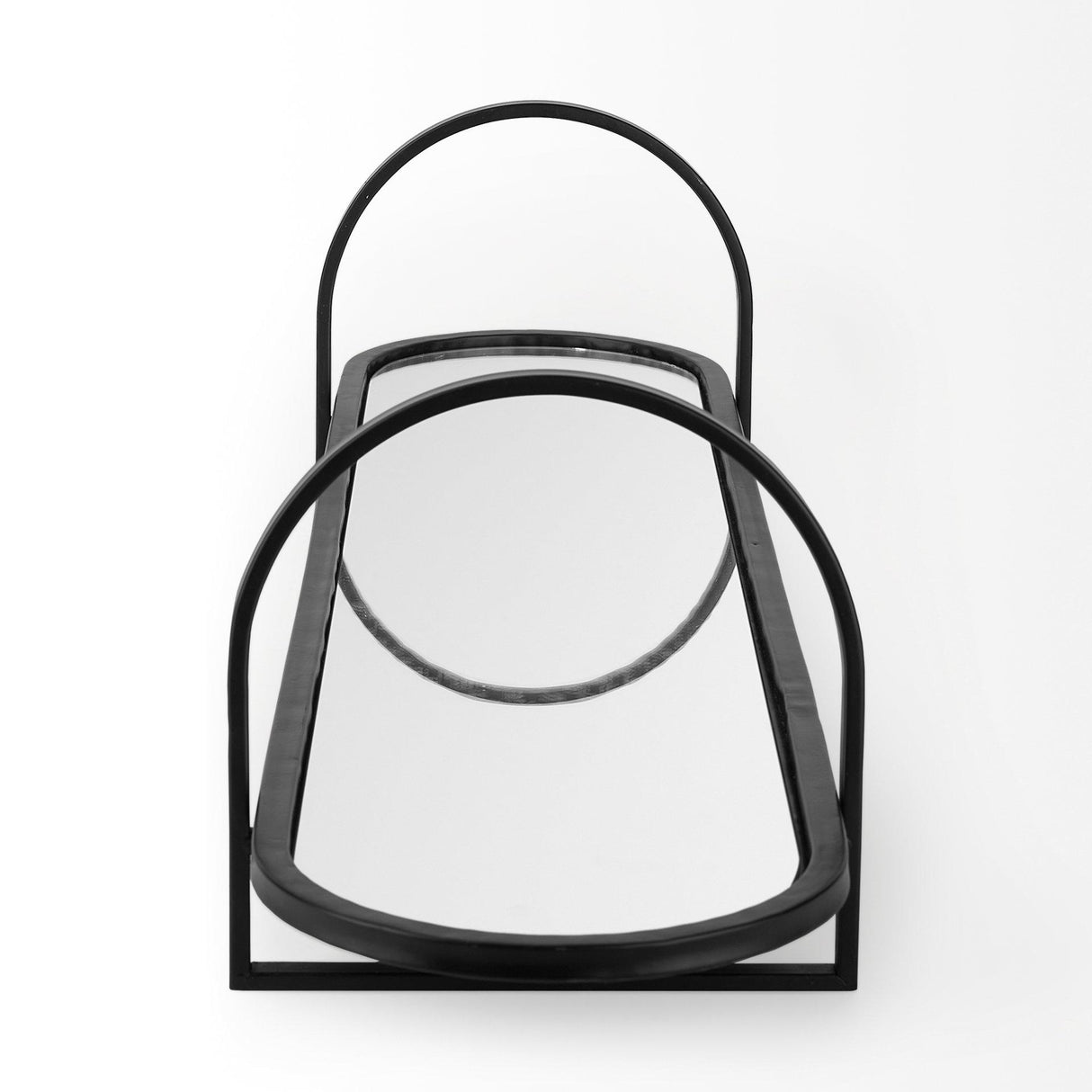 Mercana Evianna 30L x 7W x 7H Mirrored W/Black Metal Frame Tray