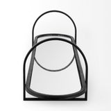 Mercana Evianna 30L x 7W x 7H Mirrored W/Black Metal Frame Tray