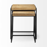 Mercana Karissa (Set of 2) 19.3L x 13W x 24.8H Light Brown Wood Top W/Black Metal Base Nesting Accent Tables