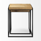 Mercana Karissa (Set of 2) 19.3L x 13W x 24.8H Light Brown Wood Top W/Black Metal Base Nesting Accent Tables