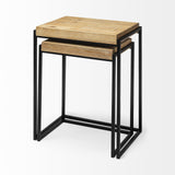 Mercana Karissa (Set of 2) 19.3L x 13W x 24.8H Light Brown Wood Top W/Black Metal Base Nesting Accent Tables