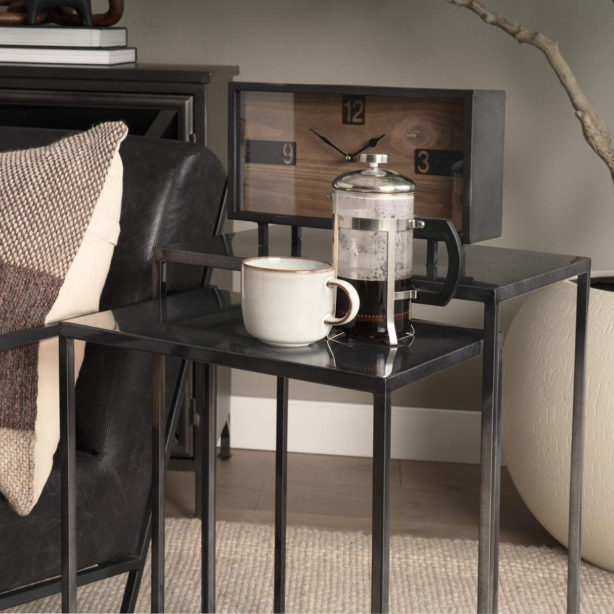Mercana Kasey (Set of 2) 17.7L x 12.6W x 24.4H Galvanized Metal Nesting Accent Tables