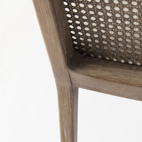 Mercana Clara Light Brown Wood W/ Cream Fabric Seat and Cane Back Armless Dining Chair