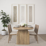 Mercana Clara Light Brown Wood W/ Cream Fabric Seat and Cane Back Armless Dining Chair