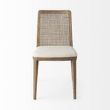 Mercana Clara Light Brown Wood W/ Cream Fabric Seat and Cane Back Armless Dining Chair