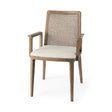 Mercana Clara Light Brown Wood W/ Cream Fabric Seat and Cane Back Dining Chair