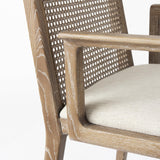 Mercana Clara Light Brown Wood W/ Cream Fabric Seat and Cane Back Dining Chair