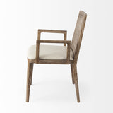 Mercana Clara Light Brown Wood W/ Cream Fabric Seat and Cane Back Dining Chair