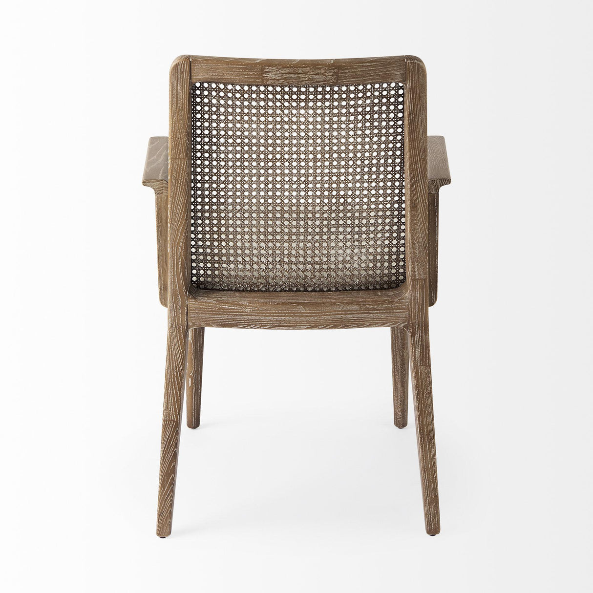 Mercana Clara Light Brown Wood W/ Cream Fabric Seat and Cane Back Dining Chair