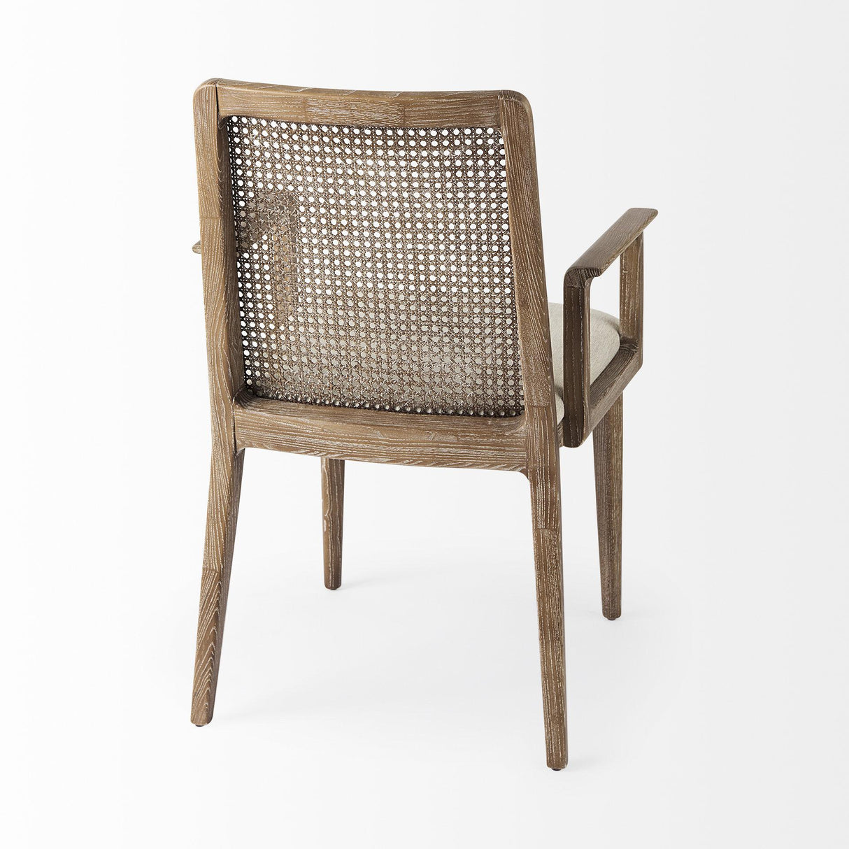Mercana Clara Light Brown Wood W/ Cream Fabric Seat and Cane Back Dining Chair