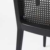 Mercana Clara Black Wood W/ Cream Fabric Seat and Cane Back Dining Chair