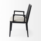 Mercana Clara Black Wood W/ Cream Fabric Seat and Cane Back Dining Chair