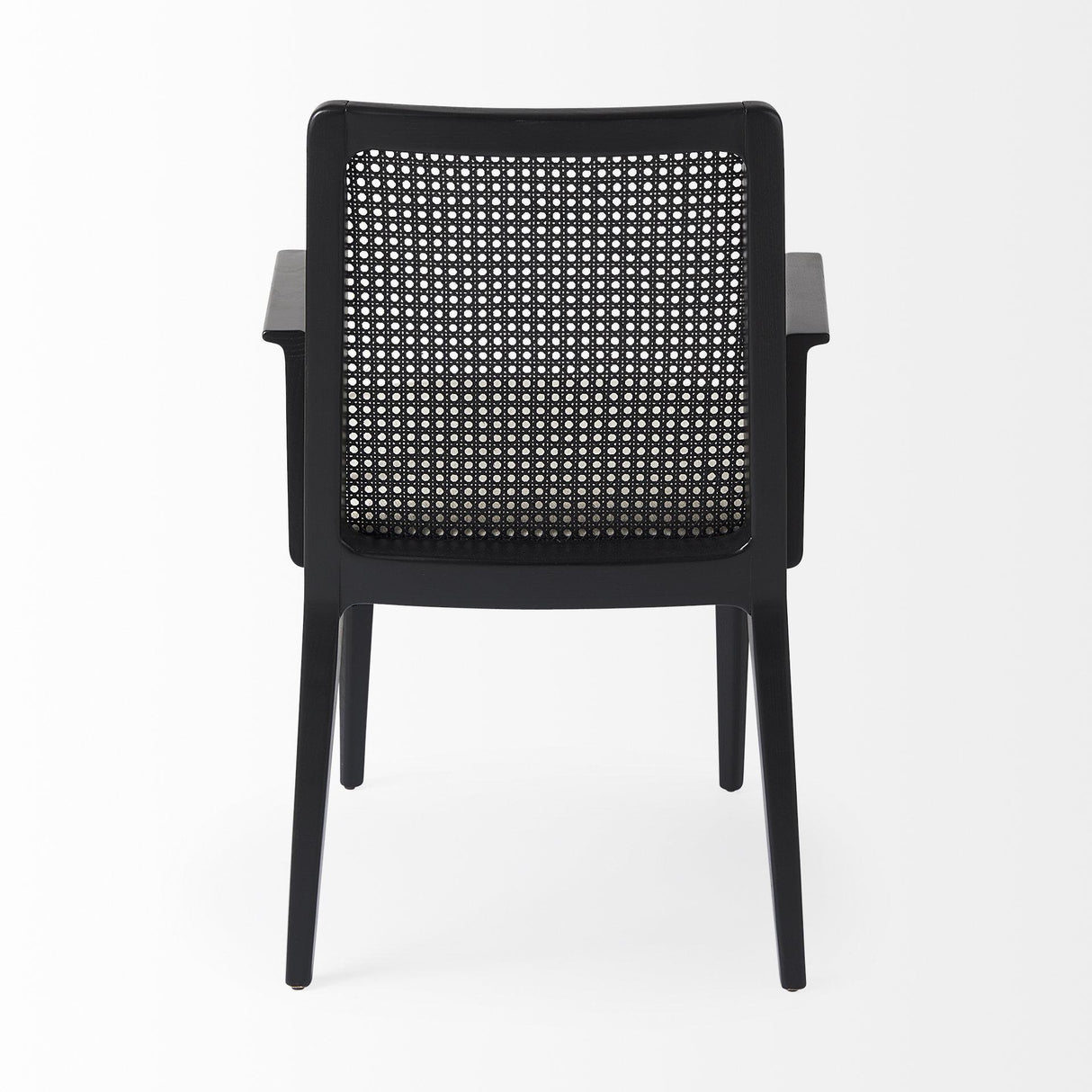 Mercana Clara Black Wood W/ Cream Fabric Seat and Cane Back Dining Chair