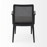Mercana Clara Black Wood W/ Cream Fabric Seat and Cane Back Dining Chair