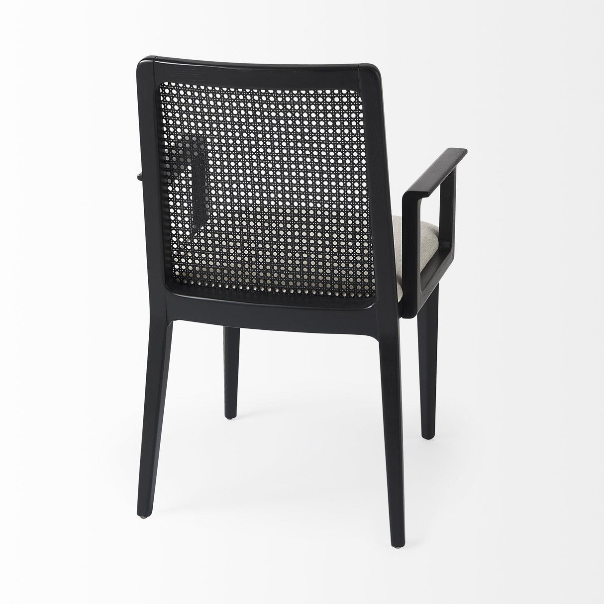 Mercana Clara Black Wood W/ Cream Fabric Seat and Cane Back Dining Chair