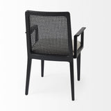 Mercana Clara Black Wood W/ Cream Fabric Seat and Cane Back Dining Chair