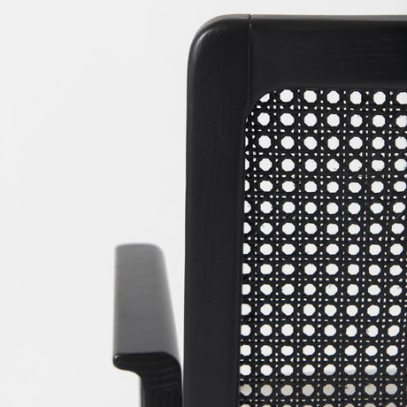 Mercana Clara Black Wood W/ Cream Fabric Seat and Cane Back Dining Chair