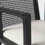 Mercana Clara Black Wood W/ Cream Fabric Seat and Cane Back Dining Chair