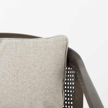 Mercana Landon 25.6L x 29.1W x 30.5H Dark Brown Wood W/ Gray Fabric Seat and Cane Back Accent Chair