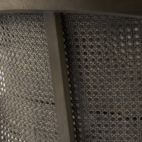 Mercana Landon 25.6L x 29.1W x 30.5H Dark Brown Wood W/ Gray Fabric Seat and Cane Back Accent Chair