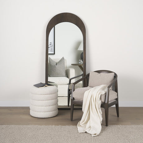 Mercana Landon 25.6L x 29.1W x 30.5H Dark Brown Wood W/ Gray Fabric Seat and Cane Back Accent Chair