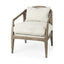 Mercana Landon 25.6L x 29.1W x 30.5H Light Brown Wood W/ Cream Fabric Seat and Cane Back Accent Chair