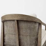 Mercana Landon 25.6L x 29.1W x 30.5H Light Brown Wood W/ Cream Fabric Seat and Cane Back Accent Chair