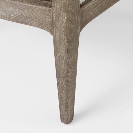 Mercana Landon 25.6L x 29.1W x 30.5H Light Brown Wood W/ Cream Fabric Seat and Cane Back Accent Chair