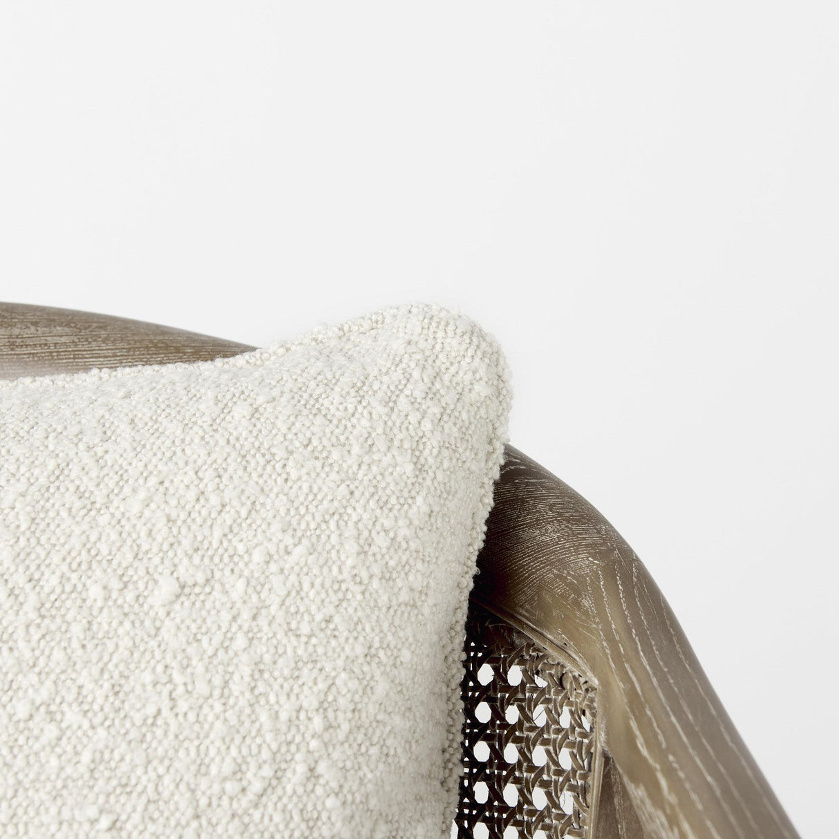 Mercana Landon 25.6L x 29.1W x 30.5H Light Brown Wood W/ Cream Fabric Seat and Cane Back Accent Chair