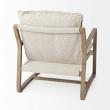 Mercana Brayden 28.3L x 34.1W x 35H Light Brown Wood W/ Beige Fabric Seat Accent Chair