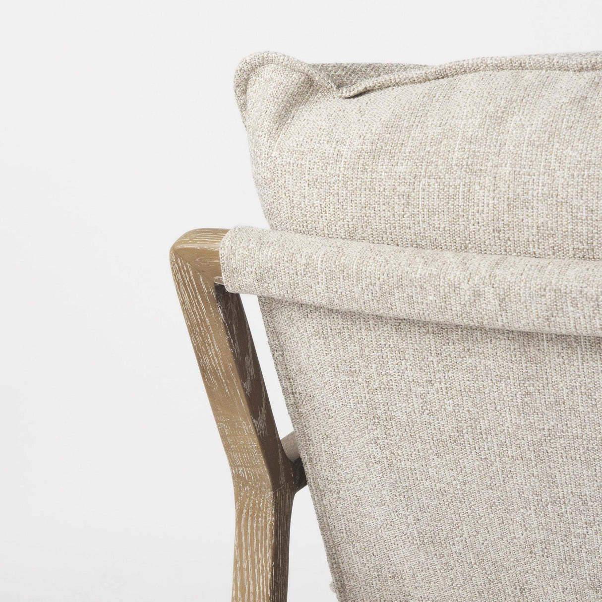Mercana Brayden 28.3L x 34.1W x 35H Light Brown Wood W/ Beige Fabric Seat Accent Chair