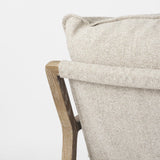 Mercana Brayden 28.3L x 34.1W x 35H Light Brown Wood W/ Beige Fabric Seat Accent Chair