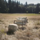 Mercana Brayden 28.3L x 34.1W x 35H Light Brown Wood W/ Beige Fabric Seat Accent Chair