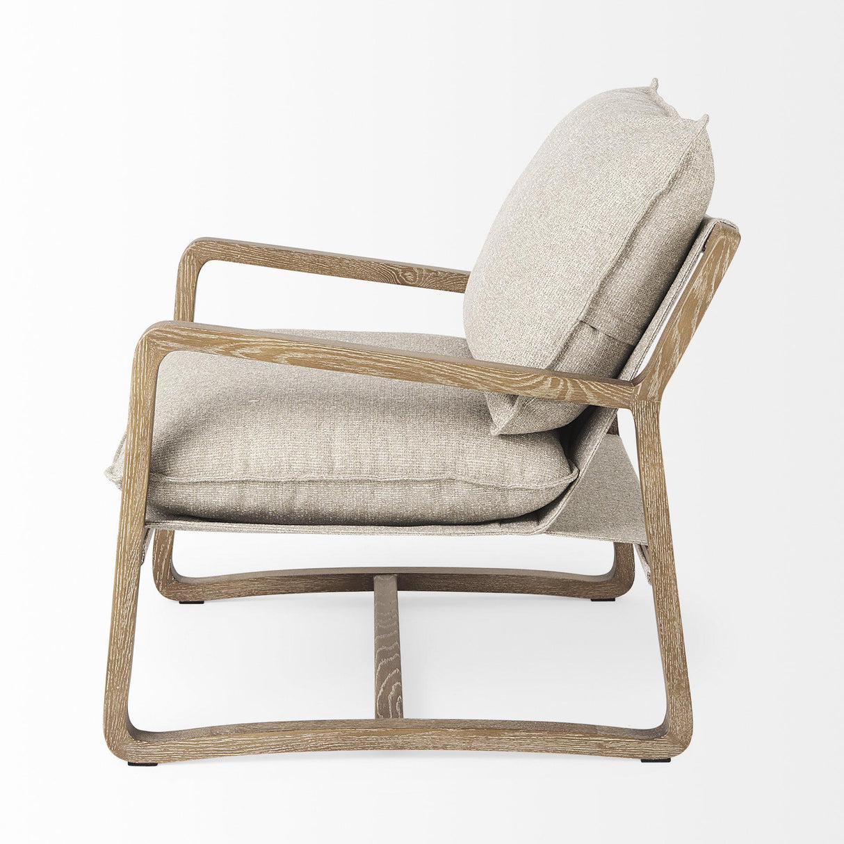 Mercana Brayden 28.3L x 34.1W x 35H Light Brown Wood W/ Beige Fabric Seat Accent Chair