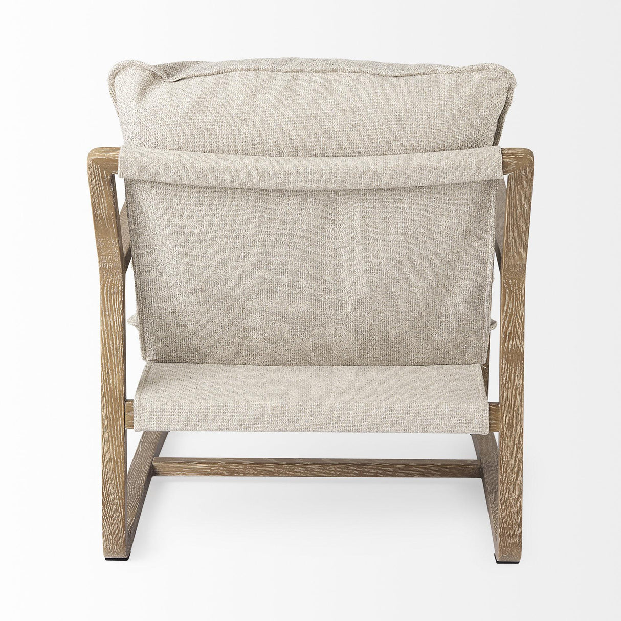 Mercana Brayden 28.3L x 34.1W x 35H Light Brown Wood W/ Beige Fabric Seat Accent Chair