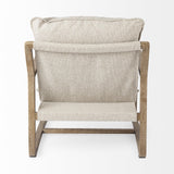 Mercana Brayden 28.3L x 34.1W x 35H Light Brown Wood W/ Beige Fabric Seat Accent Chair