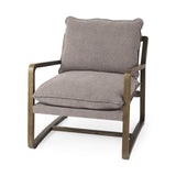 Mercana Brayden 28.3L x 34.1W x 35H Dark Brown Wood W/ Gray Fabric Seat Accent Chair
