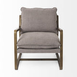 Mercana Brayden 28.3L x 34.1W x 35H Dark Brown Wood W/ Gray Fabric Seat Accent Chair