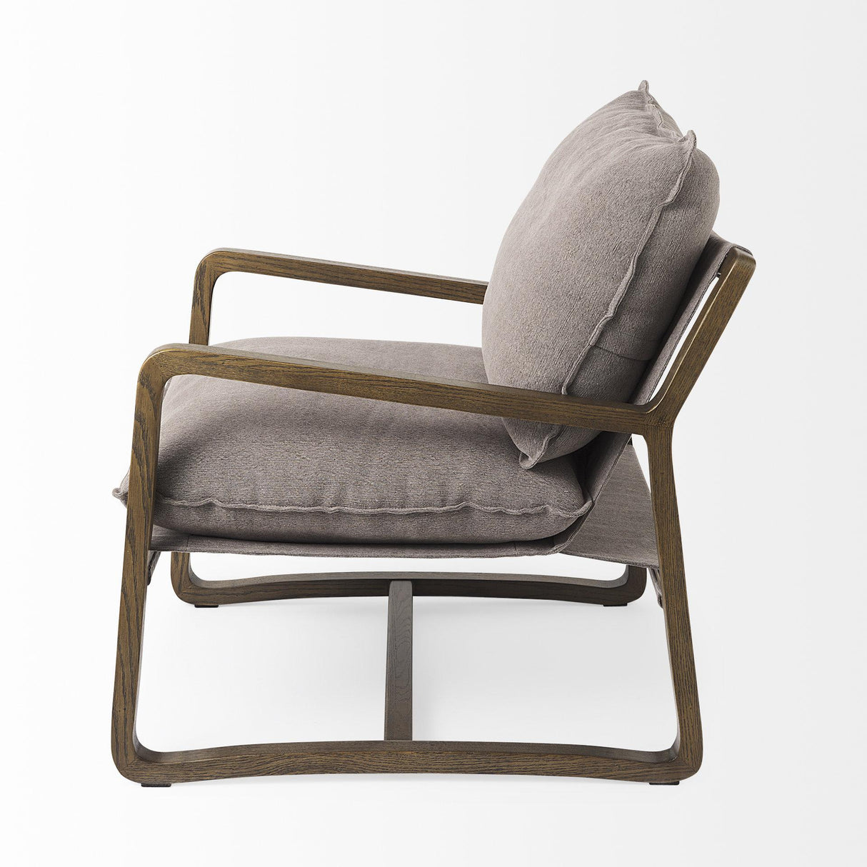 Mercana Brayden 28.3L x 34.1W x 35H Dark Brown Wood W/ Gray Fabric Seat Accent Chair