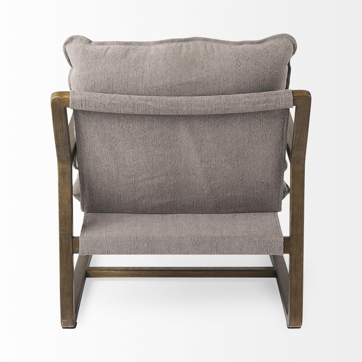 Mercana Brayden 28.3L x 34.1W x 35H Dark Brown Wood W/ Gray Fabric Seat Accent Chair